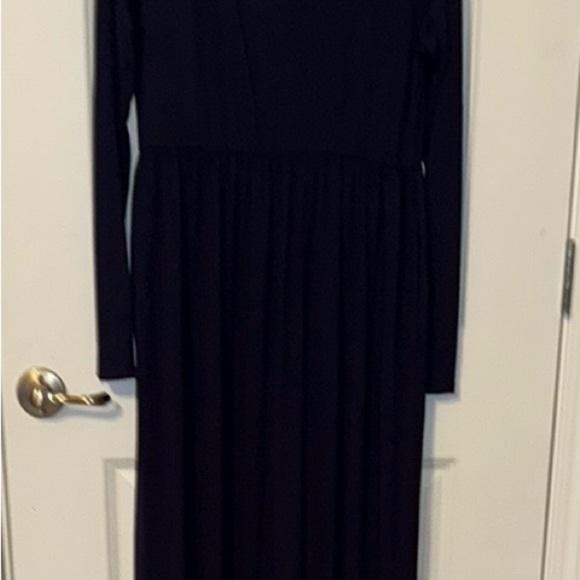 Zenana Outfitters Blue Ribbed Maxi Dress Long Sleeve Crew Neck Cocktail - Picture 4 of 5